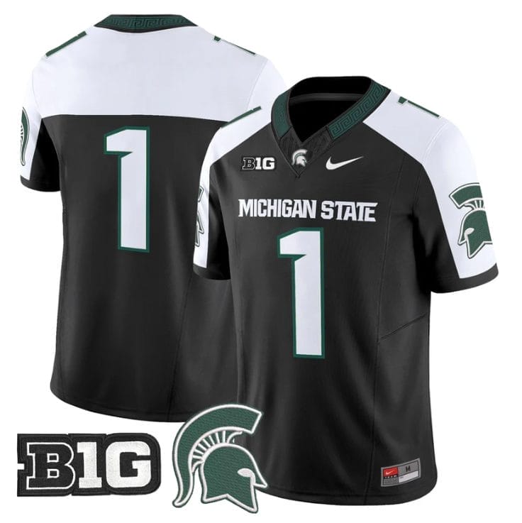 Team Jersey #1 Michigan State Spartans 2025 Vapor Limited Stitched Black Alter