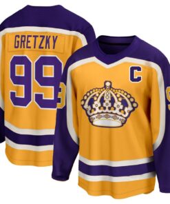 Wayne Gretzky Jersey #99  Los Angeles Kings Gold Purple All Stitched