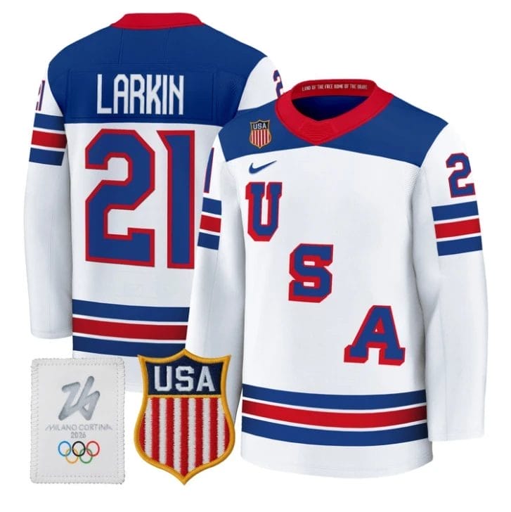 Dylan Larkin Jersey #21 USA Olympic 2026 Premium Hockey All Stitched - Image 2