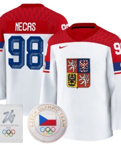 Martin Necas Jersey #98 Czechia Olympic 2026 Premium Hockey Stitched White