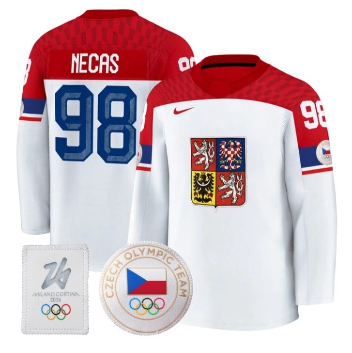 Martin Necas Jersey #98 Czechia Olympic 2026 Premium Hockey All Stitched - Image 2