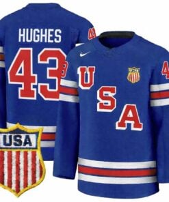 Quinn Hughes Jersey #43 Team USA Winter Olympics 2026 Hockey Premium STITCHED Blue