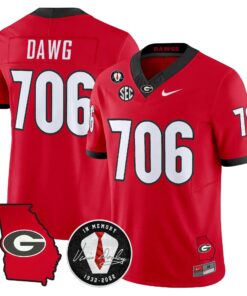 Georgia Bulldogs 2026 Georgia Map & Vince Dooley Patch Vapor Limited Jersey - Stitched by Digigearus