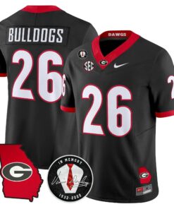 Georgia Bulldogs 2026 Georgia Map & Vince Dooley Patch Vapor Limited Jersey - Stitched by Digigearus