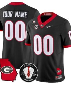 Georgia Bulldogs 2026 Georgia Map & Vince Dooley Patch Vapor Limited Custom Jersey - Stitched by Digigearus