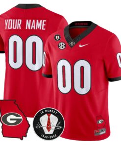 Georgia Bulldogs 2026 Georgia Map & Vince Dooley Patch Vapor Limited Custom Jersey - Stitched by Digigearus