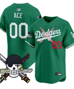 Ace Jersey #00 Dodgers One Piece Zoro Patch Premier Stitched by My Store