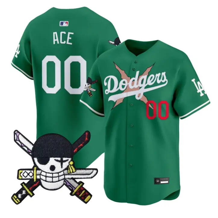 Ace Jersey #00 Dodgers One Piece Zoro Patch Premier Stitched by My Store