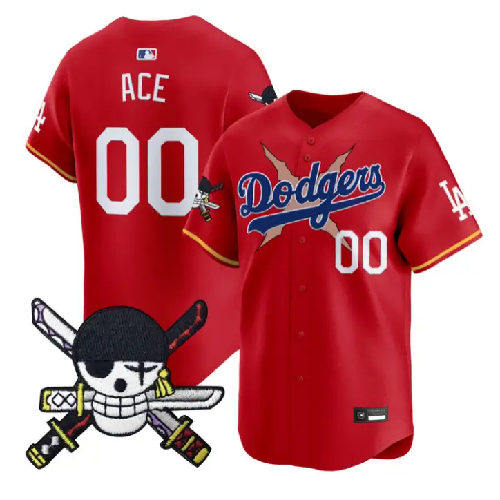 Ace Jersey #00 Dodgers One Piece Zoro Patch Premier Stitched by My Store