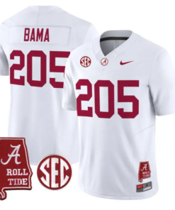 Bama Jersey #205 Alabama Crimson 2026 SEC Patch Stitched by My Store NCAA Football Jerseys