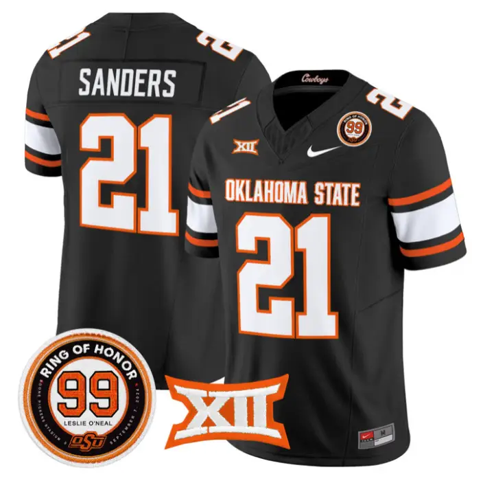 Barry Sanders Jersey #21 Oklahoma State 2026 Leslie O'neal Stitched by My Store NCAA Football Jerseys