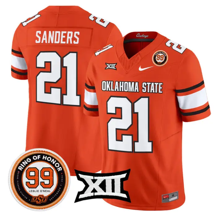 Barry Sanders Jersey #21 Oklahoma State 2026 Leslie O'neal Stitched by My Store NCAA Football Jerseys