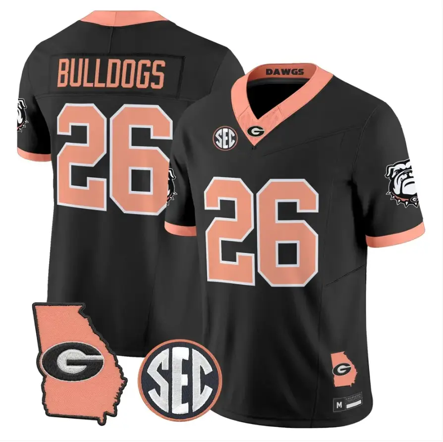 Bulldogs Jersey #26 Georgia Bulldogs 2026 The Big Peach Stitched by My Store NCAA Football Jerseys