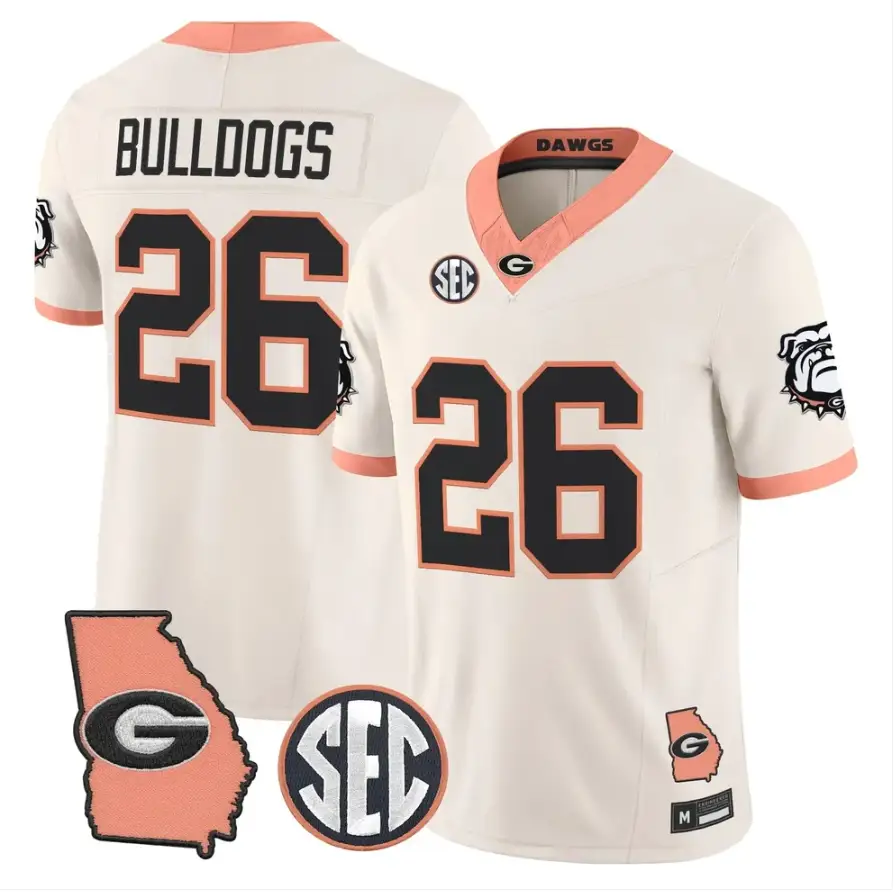Bulldogs Jersey #26 Georgia Bulldogs 2026 The Big Peach Stitched by My Store NCAA Football Jerseys