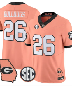 Bulldogs Jersey #26 Georgia Bulldogs 2026 The Big Peach Stitched by My Store NCAA Football Jerseys