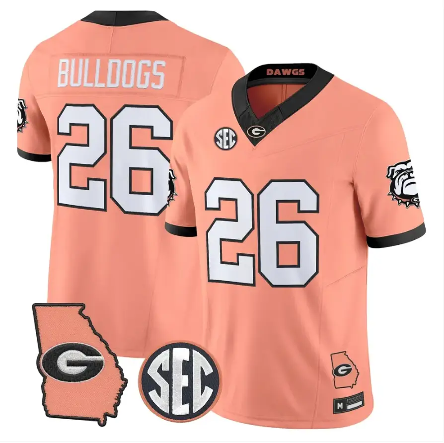 Bulldogs Jersey #26 Georgia Bulldogs 2026 The Big Peach Stitched by My Store NCAA Football Jerseys