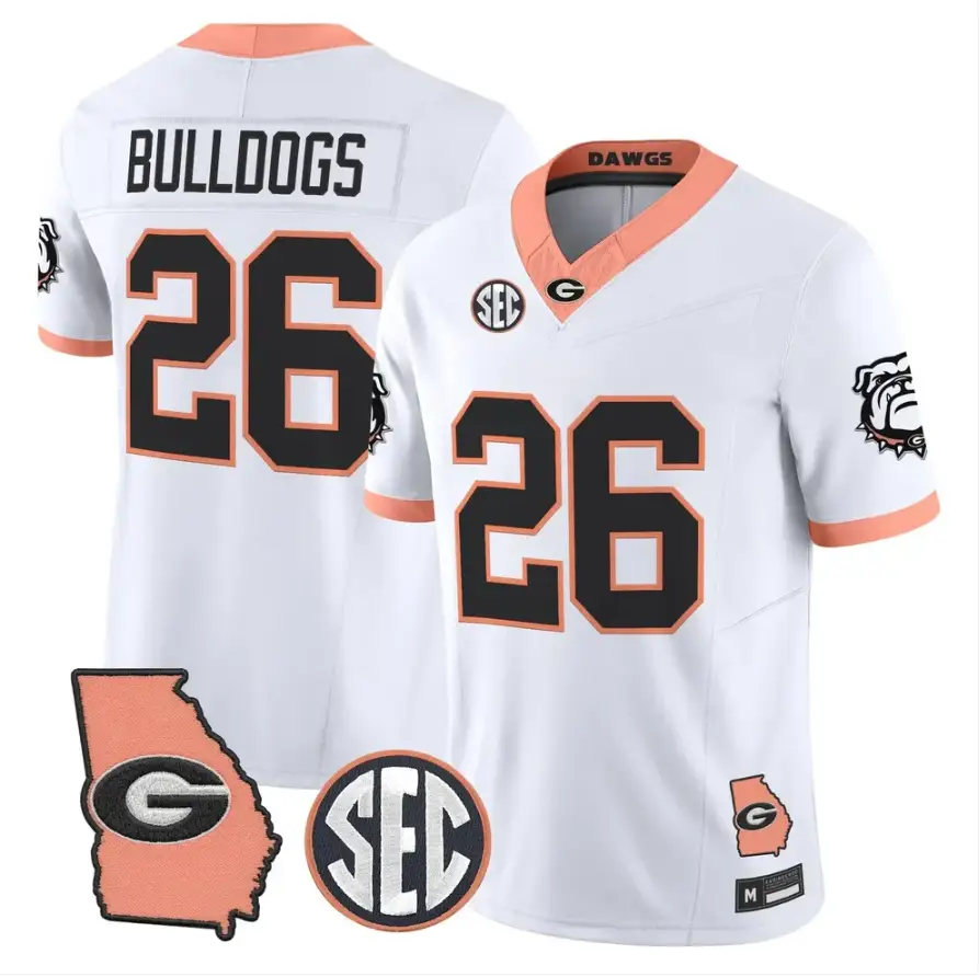 Bulldogs Jersey #26 Georgia Bulldogs 2026 The Big Peach Stitched by My Store NCAA Football Jerseys