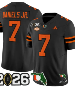 CJ Daniels Jersey #7 Miami Hurricanes 2026 CFP Final Patch Stitched by My Store NCAA Football Jerseys