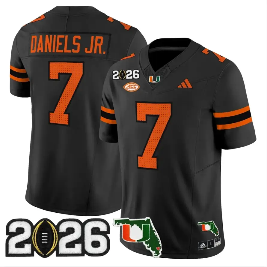 CJ Daniels Jersey #7 Miami Hurricanes 2026 CFP Final Patch Stitched by My Store NCAA Football Jerseys