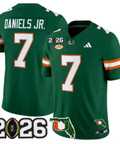 CJ Daniels Jersey #7 Miami Hurricanes 2026 CFP Final Patch Stitched by My Store NCAA Football Jerseys