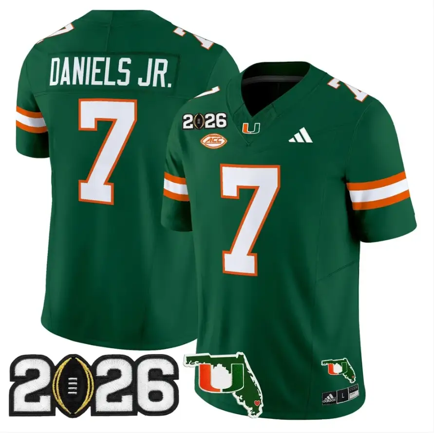 CJ Daniels Jersey #7 Miami Hurricanes 2026 CFP Final Patch Stitched by My Store NCAA Football Jerseys