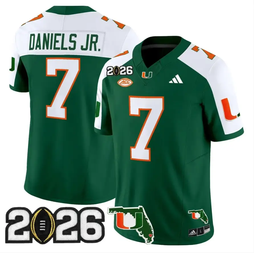 CJ Daniels Jersey #7 Miami Hurricanes 2026 CFP Final Patch Stitched by My Store NCAA Football Jerseys
