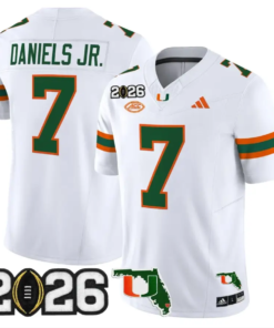 CJ Daniels Jersey #7 Miami Hurricanes 2026 CFP Final Patch Stitched by My Store NCAA Football Jerseys