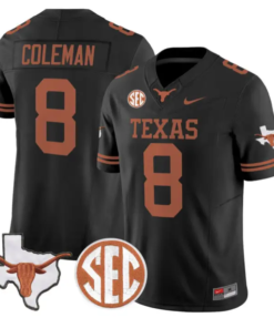 Cam Coleman Jersey #8 Texas Longhorns 2026 SEC Patch Stitched by My Store NCAA Football Jerseys