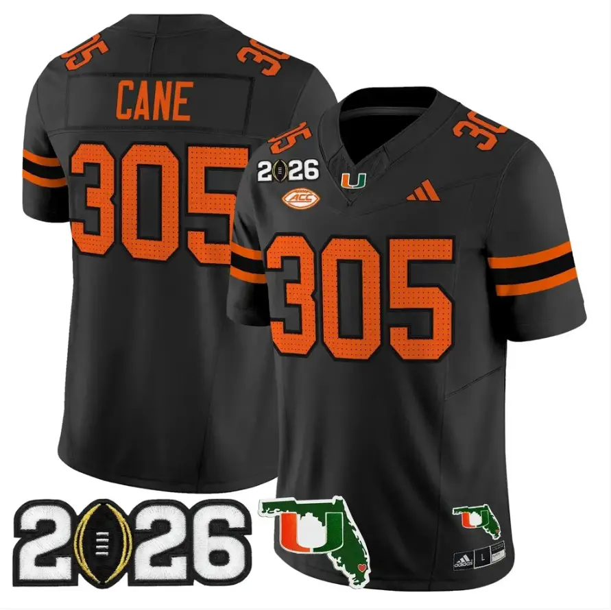 Cane Jersey #305 Miami Hurricanes 2026 CFP Final Patch Stitched by My Store NCAA Football Jerseys