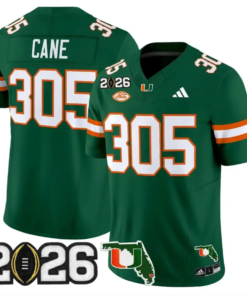 Cane Jersey #305 Miami Hurricanes 2026 CFP Final Patch Stitched by My Store NCAA Football Jerseys