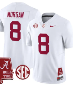 Cederian Morgan Jersey #12 Alabama Crimson 2026 SEC Patch Stitched by My Store NCAA Football Jerseys
