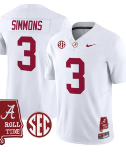 Cedrick Simmons Jersey #3 Alabama Crimson 2026 SEC Patch Stitched by My Store NCAA Football Jerseys