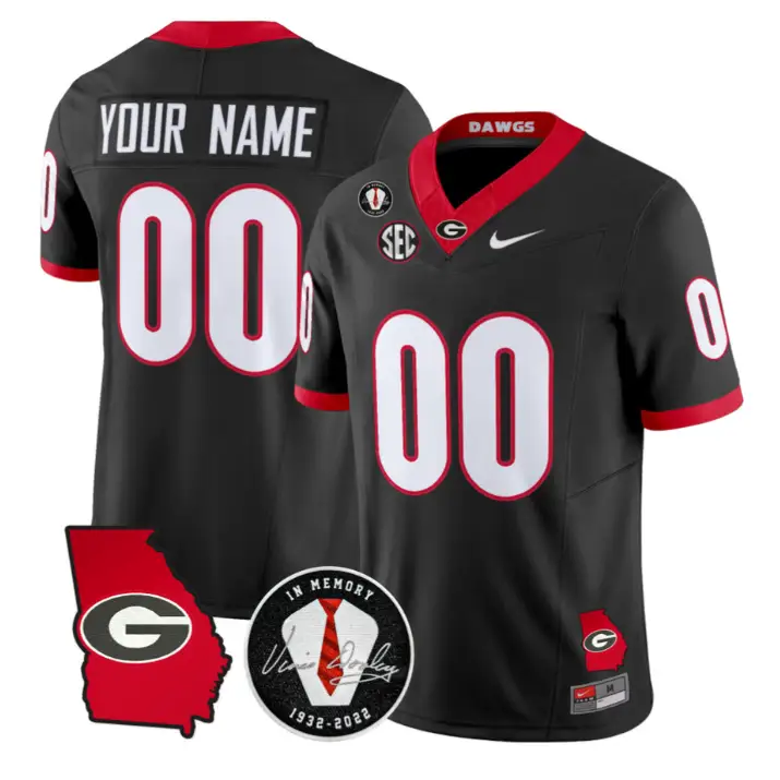 Custom Georgia Bulldogs Jersey 2026 Georgia Map Vince Dooley Stitched by My Store NCAA Football Jerseys