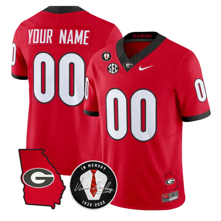 Custom Georgia Bulldogs Jersey 2026 Georgia Map Vince Dooley Stitched by My Store NCAA Football Jerseys