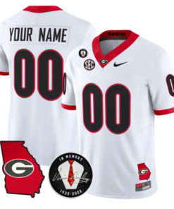 Custom Georgia Bulldogs Jersey 2026 Georgia Map Vince Dooley Stitched by My Store NCAA Football Jerseys