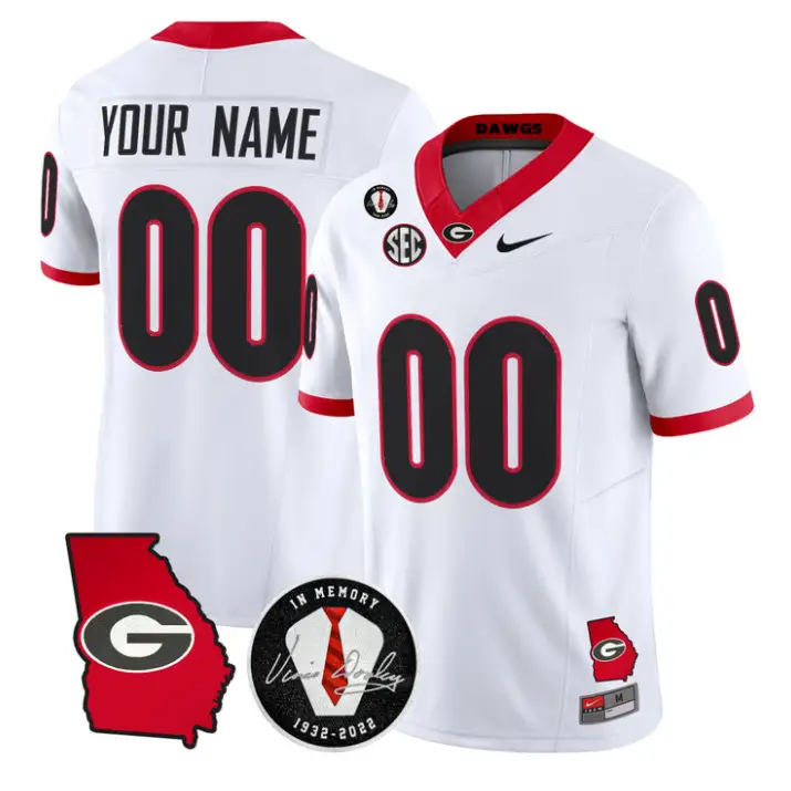 Custom Georgia Bulldogs Jersey 2026 Georgia Map Vince Dooley Stitched by My Store NCAA Football Jerseys