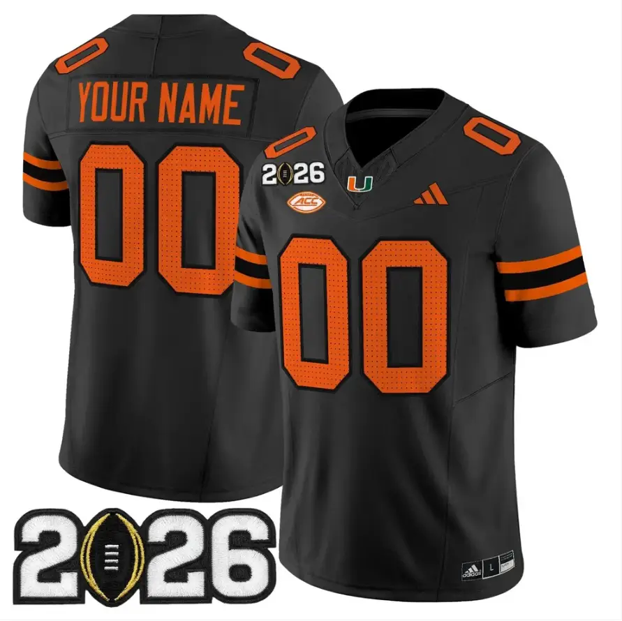 Custom Miami Hurricanes Jersey 2026 CFP Final Patch Stitched by My Store NCAA Football Jerseys
