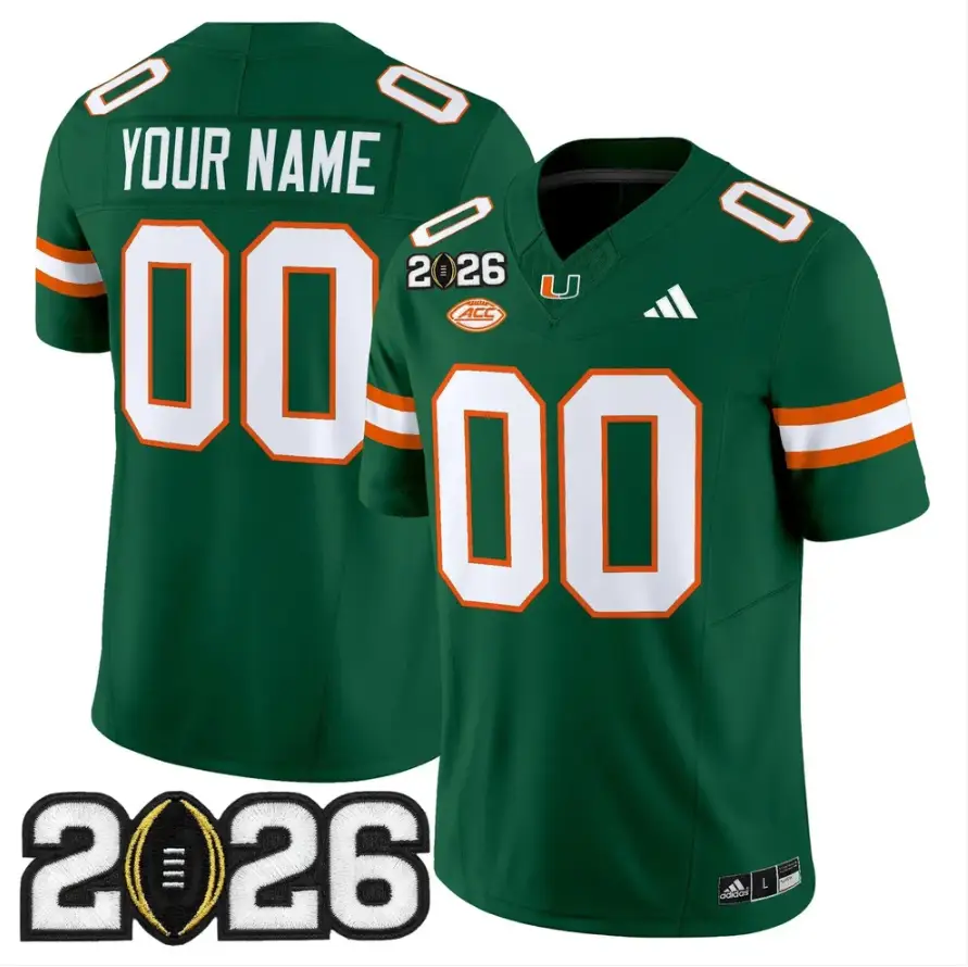 Custom Miami Hurricanes Jersey 2026 CFP Final Patch Stitched by My Store NCAA Football Jerseys