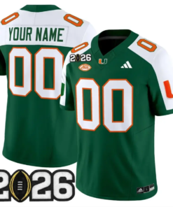 Custom Miami Hurricanes Jersey 2026 CFP Final Patch Stitched by My Store NCAA Football Jerseys