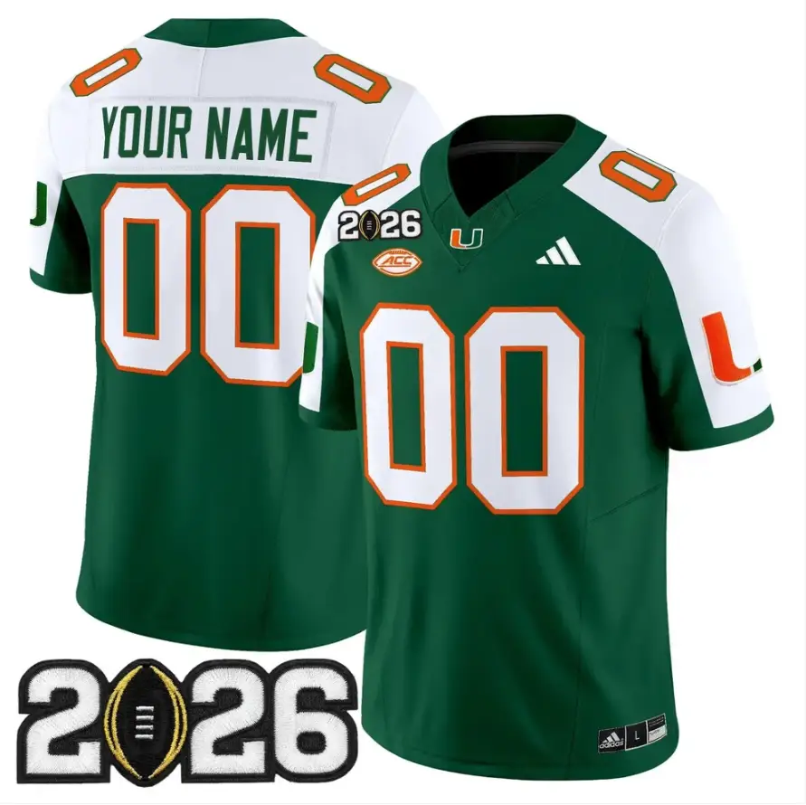 Custom Miami Hurricanes Jersey 2026 CFP Final Patch Stitched by My Store NCAA Football Jerseys
