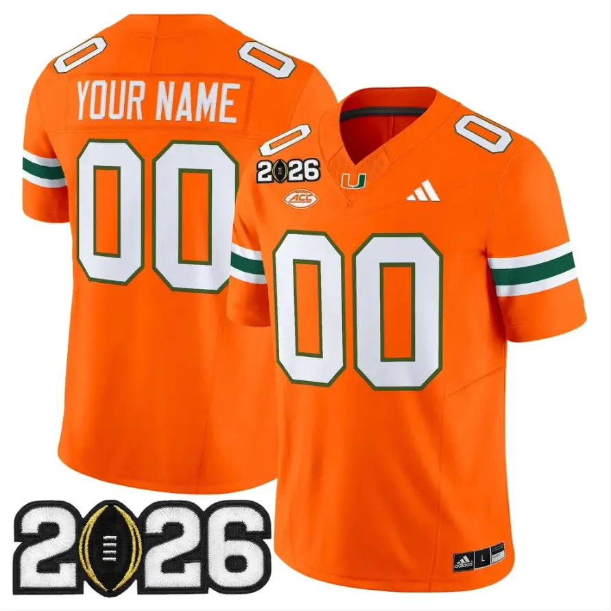 Custom Miami Hurricanes Jersey 2026 CFP Final Patch Stitched by My Store NCAA Football Jerseys