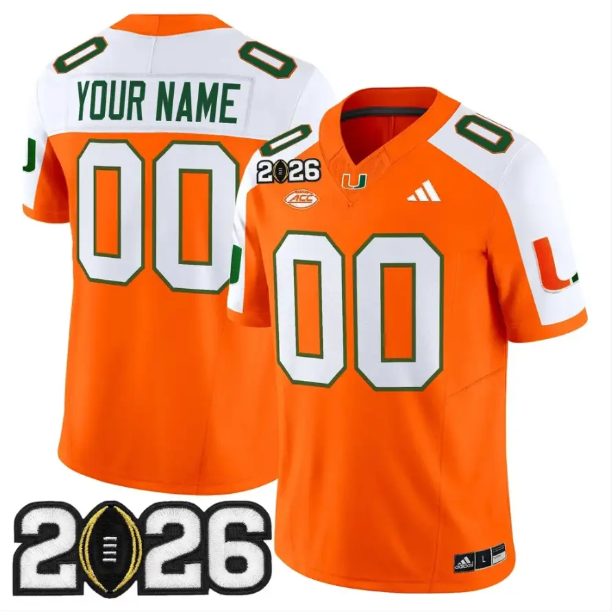 Custom Miami Hurricanes Jersey 2026 CFP Final Patch Stitched by My Store NCAA Football Jerseys