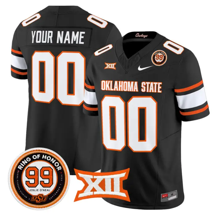 Custom Oklahoma State Cowboys Jersey 2026 Leslie O'neal Patch Stitched by My Store NCAA Football Jerseys