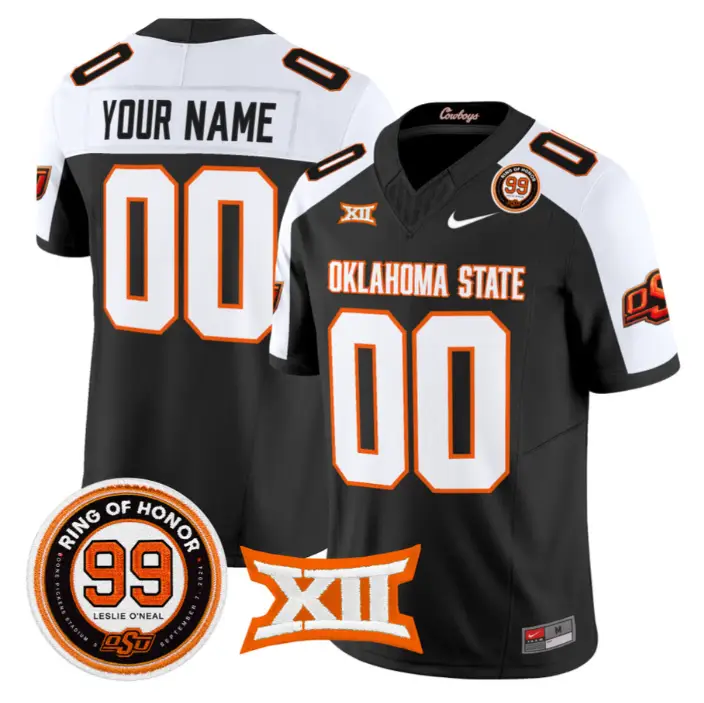 Custom Oklahoma State Cowboys Jersey 2026 Leslie O'neal Patch Stitched by My Store NCAA Football Jerseys