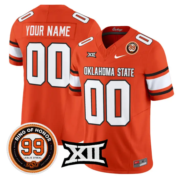 Custom Oklahoma State Cowboys Jersey 2026 Leslie O'neal Patch Stitched by My Store NCAA Football Jerseys