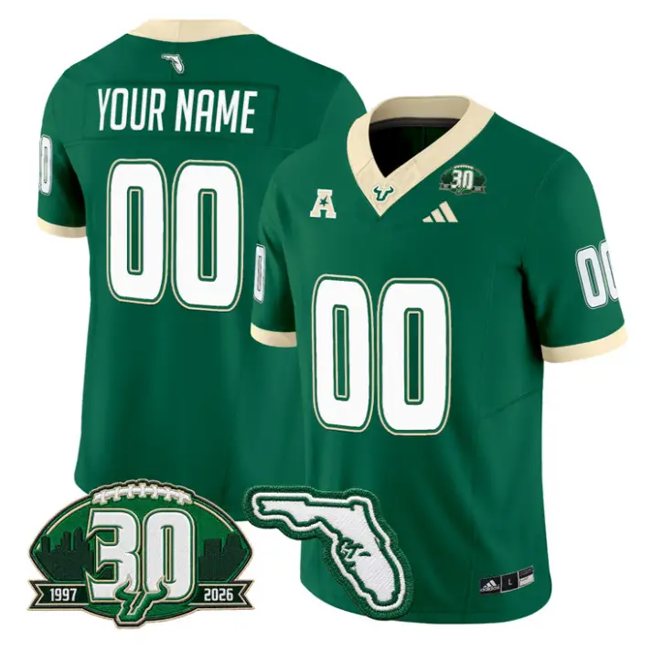 Custom South Florida Bulls Jersey 30th Anniversary Patch Stitched by My Store NCAA Football Jerseys