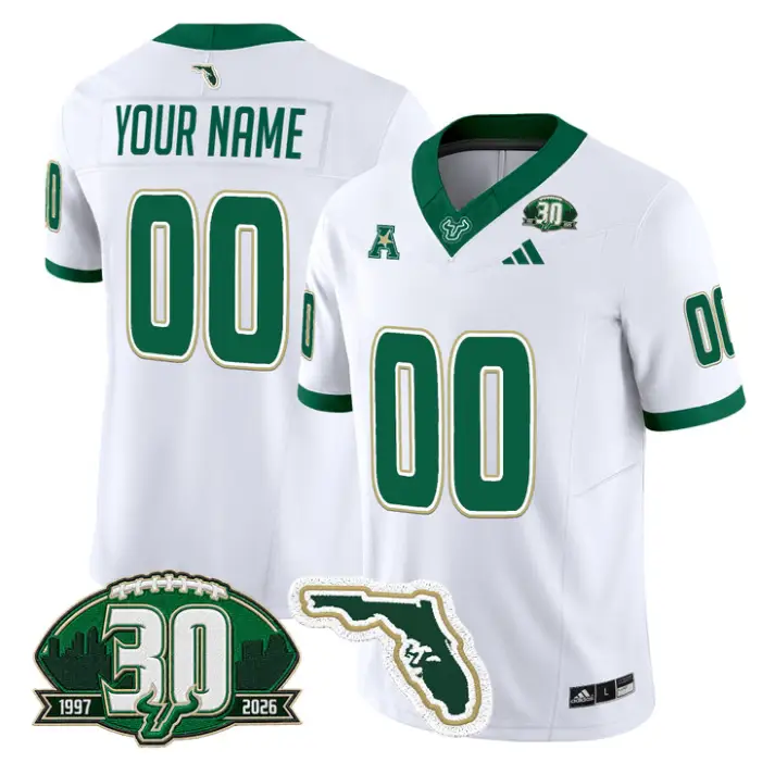 Custom South Florida Bulls Jersey 30th Anniversary Patch Stitched by My Store NCAA Football Jerseys