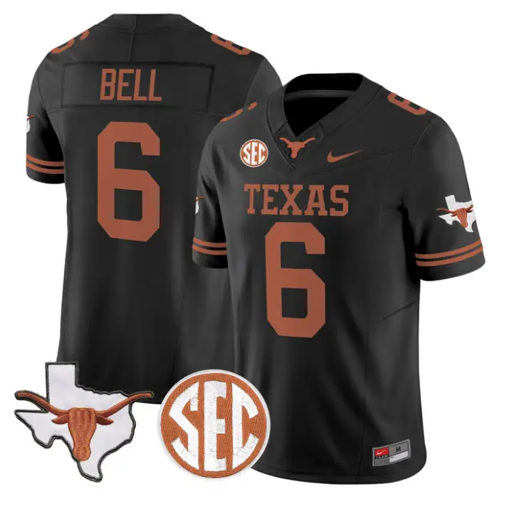 Dia Bell Jersey #6 Texas Longhorns 2026 SEC Patch Stitched by My Store NCAA Football Jerseys