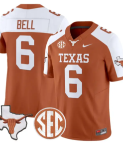 Dia Bell Jersey #6 Texas Longhorns 2026 SEC Patch Stitched by My Store NCAA Football Jerseys
