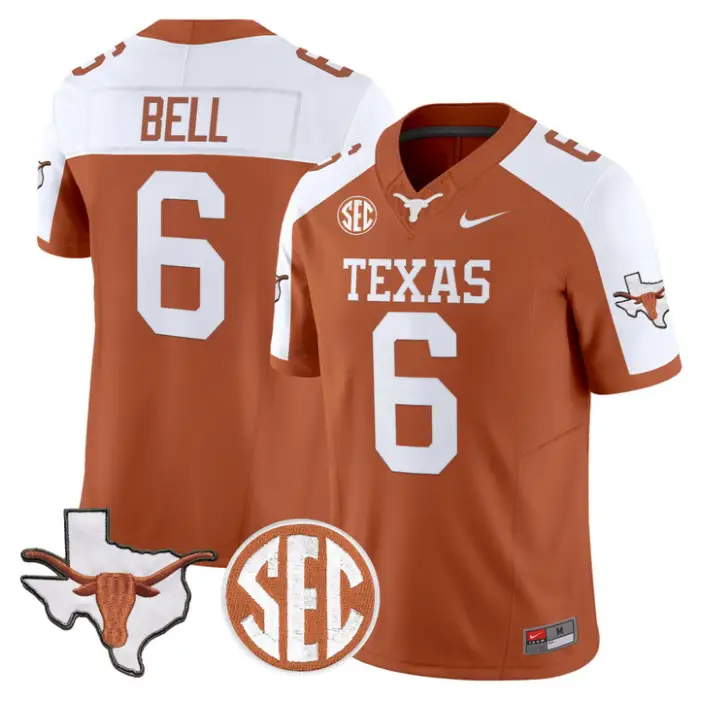 Dia Bell Jersey #6 Texas Longhorns 2026 SEC Patch Stitched by My Store NCAA Football Jerseys